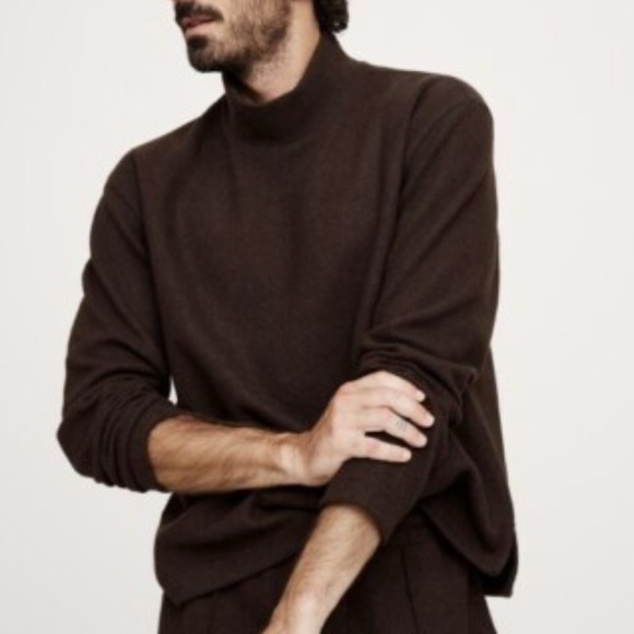 Banana Republic Other - Banana Republic Men's Brushed Mock-Neck Polyester Wool Sweater L Brown 587771